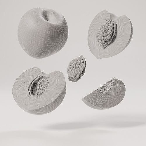 Peach - Nectarine Low-poly 3D model 2