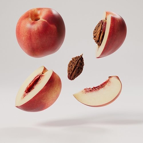 Peach - Nectarine Low-poly 3D model 7