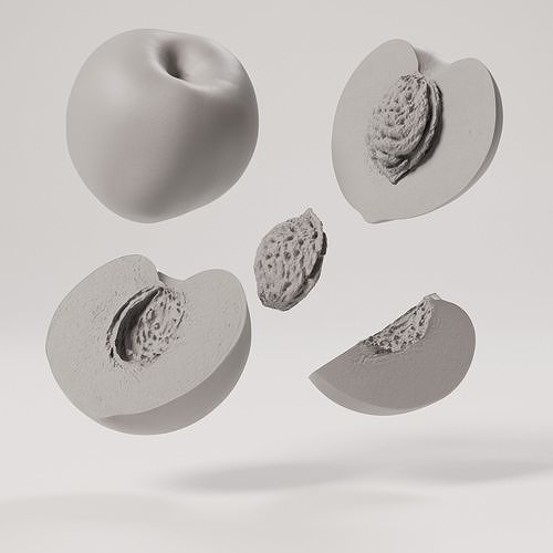 Peach - Nectarine Low-poly 3D model 4