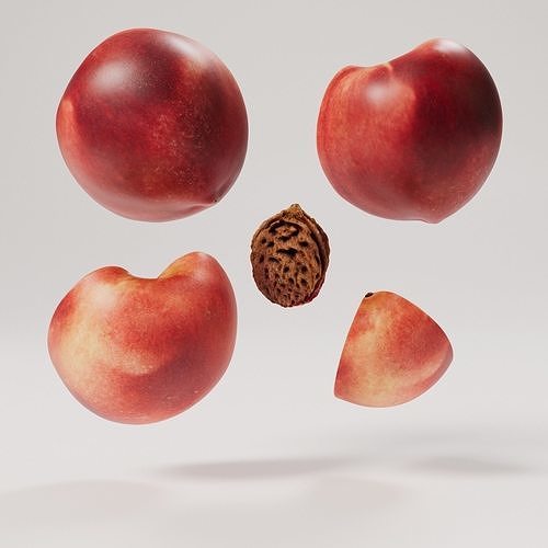 Peach - Nectarine Low-poly 3D model 6