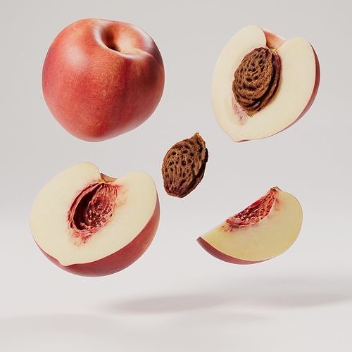 Peach - Nectarine Low-poly 3D model 5