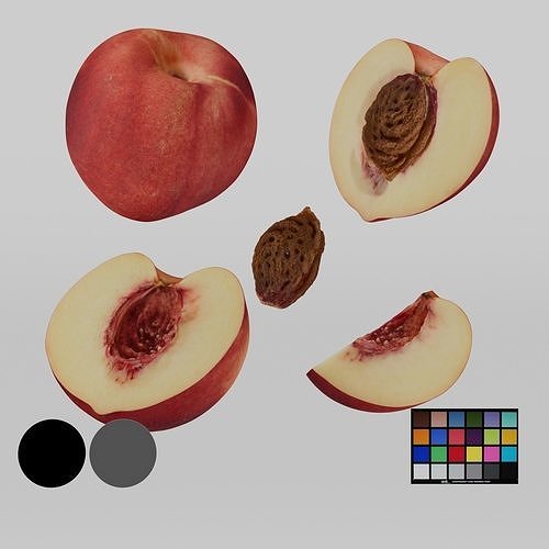 Peach - Nectarine Low-poly 3D model 3