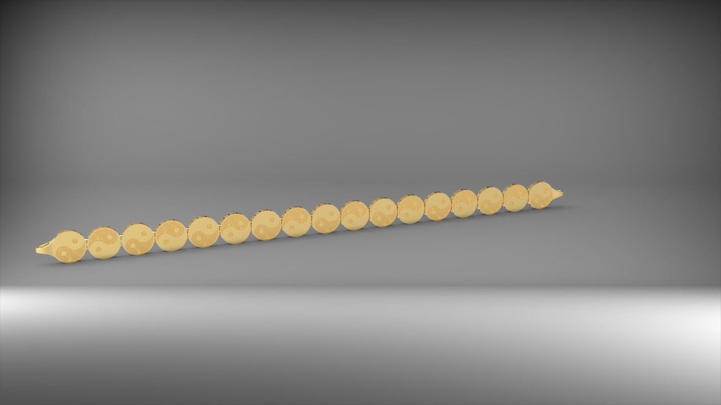 desenli yin ile yang 3d zincir bileklik 3D print model_6