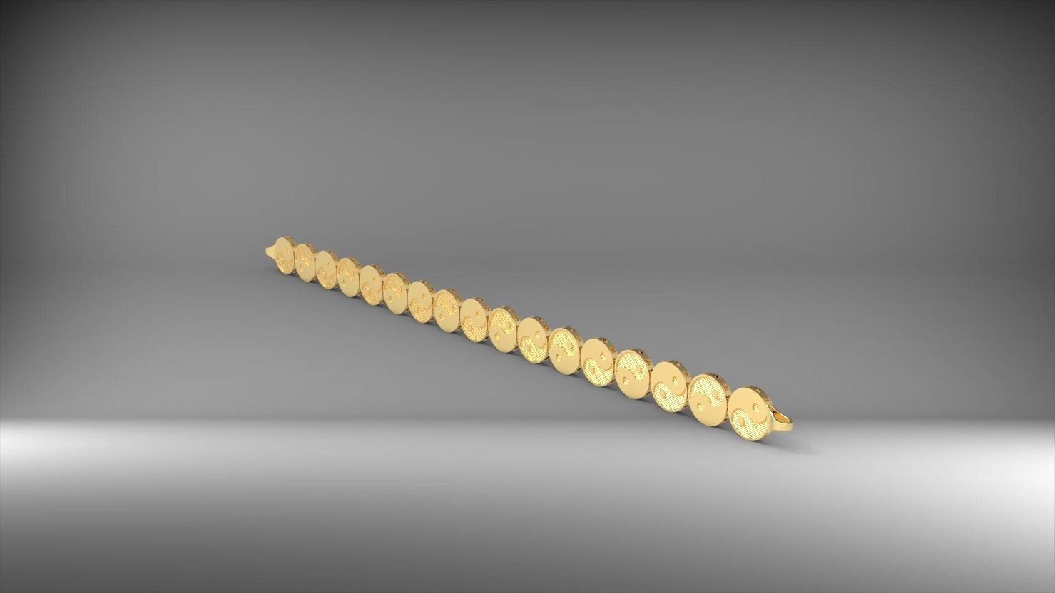 desenli yin ile yang 3d zincir bileklik 3D print model_14