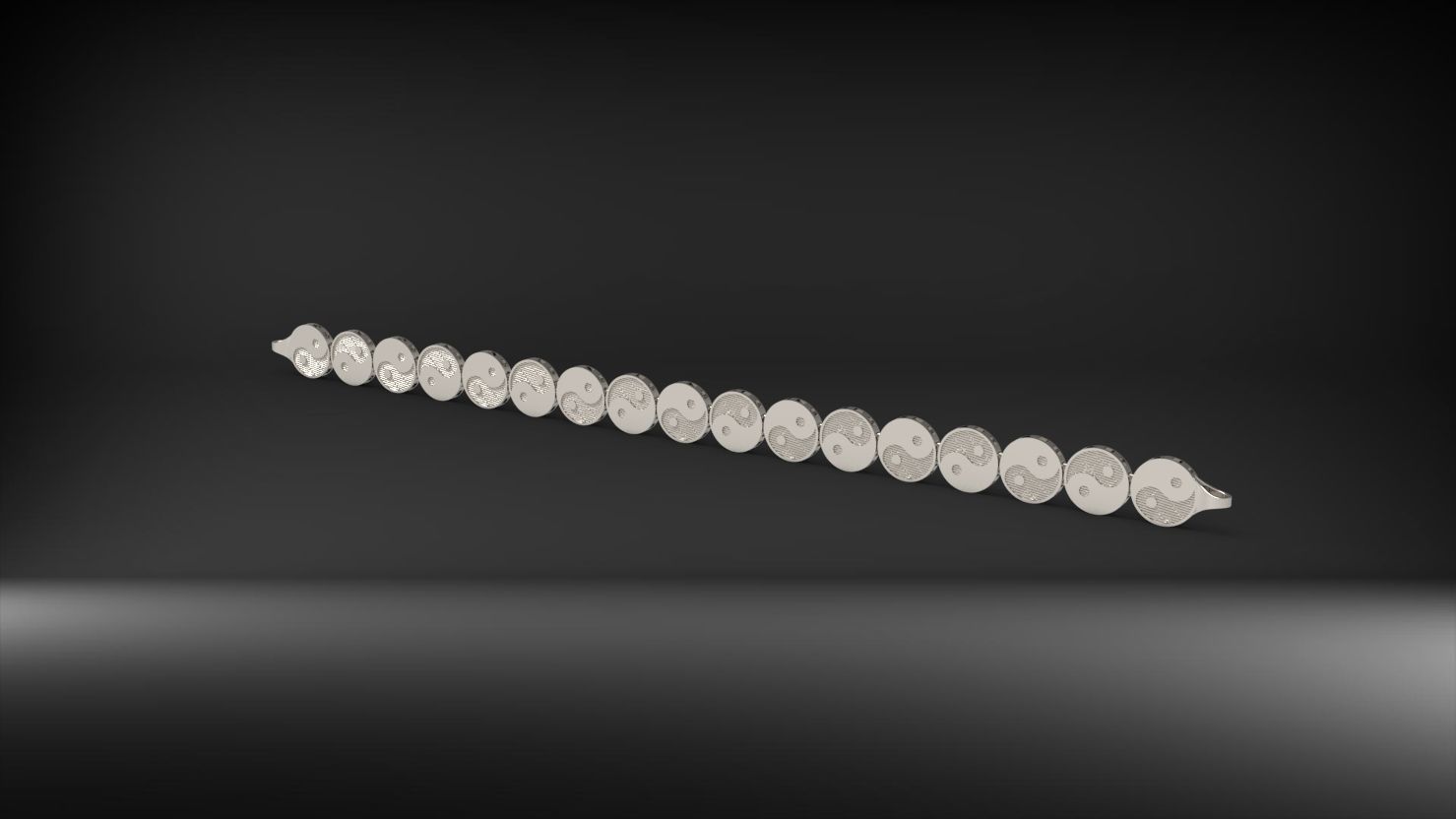 desenli yin ile yang 3d zincir bileklik 3D print model_13