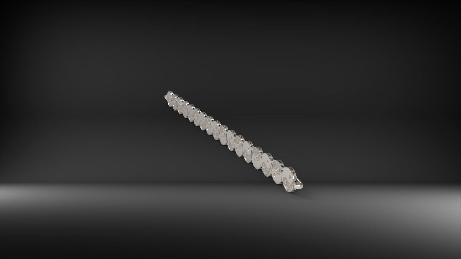 desenli yin ile yang 3d zincir bileklik 3D print model_17