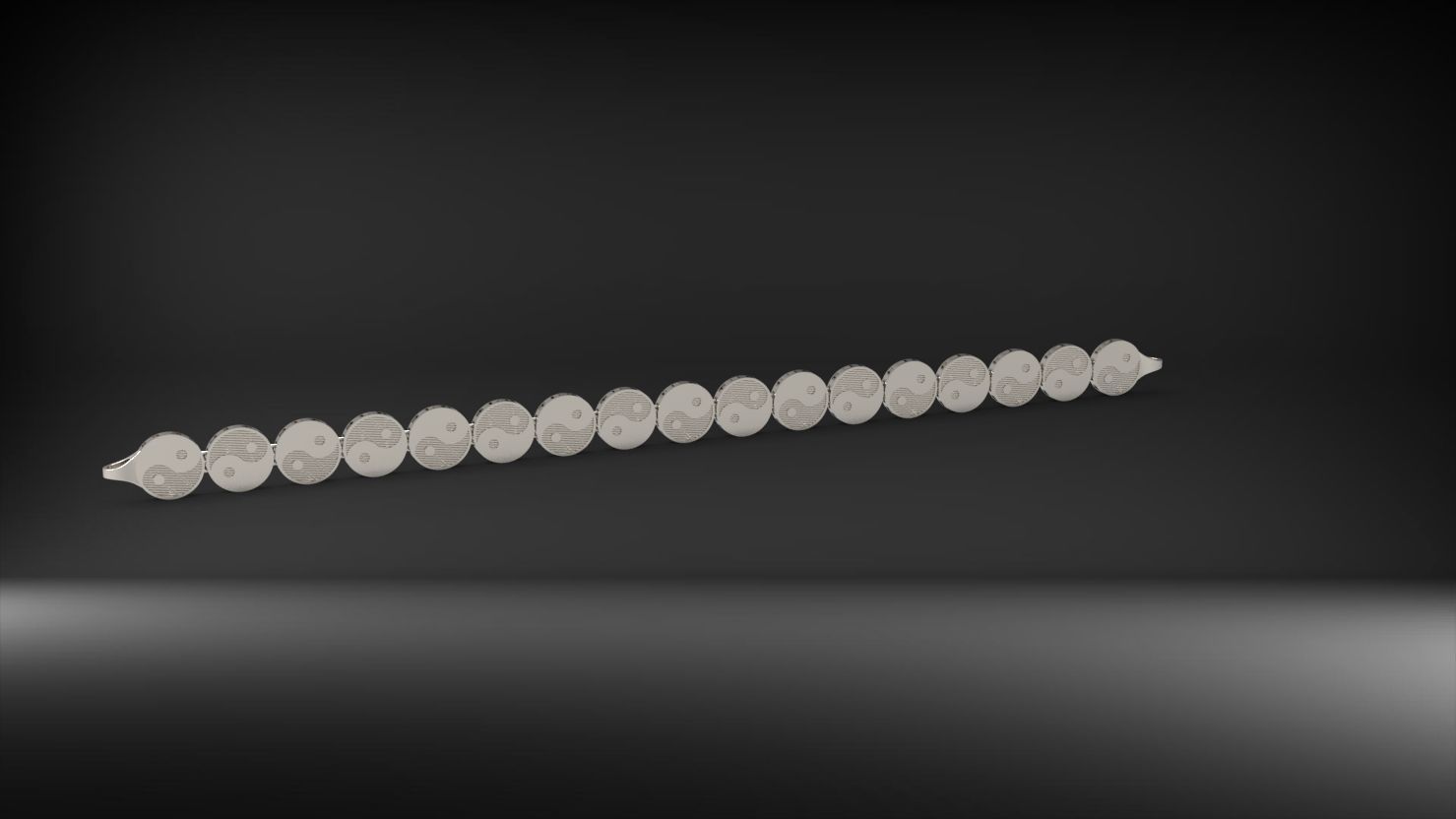 desenli yin ile yang 3d zincir bileklik 3D print model_7