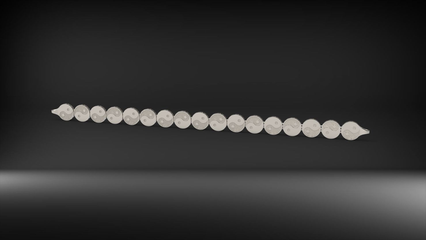 desenli yin ile yang 3d zincir bileklik 3D print model_11