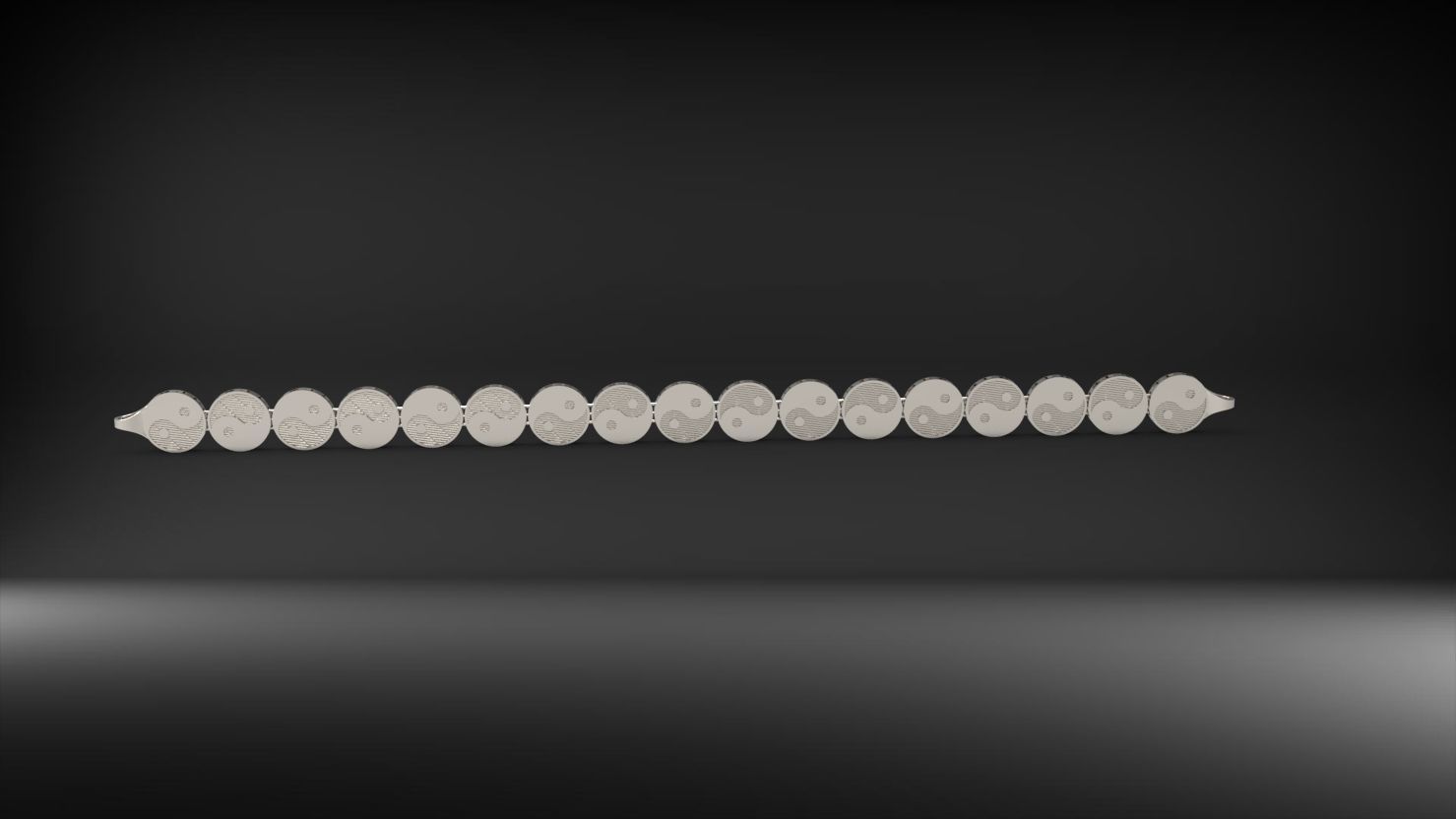 desenli yin ile yang 3d zincir bileklik 3D print model_9