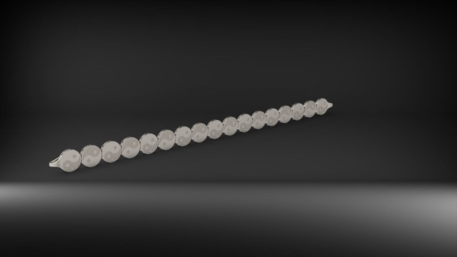 desenli yin ile yang 3d zincir bileklik 3D print model_5