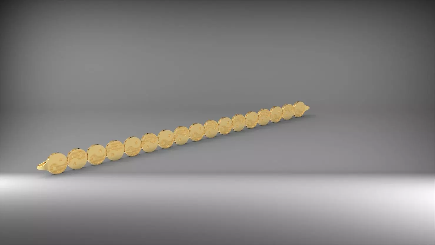 desenli yin ile yang 3d zincir bileklik 3D print model_0