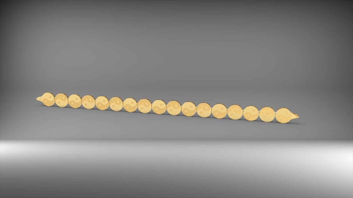 desenli yin ile yang 3d zincir bileklik 3D print model_10