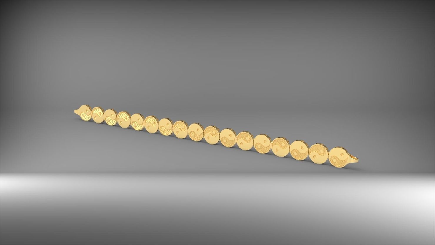 desenli yin ile yang 3d zincir bileklik 3D print model_12