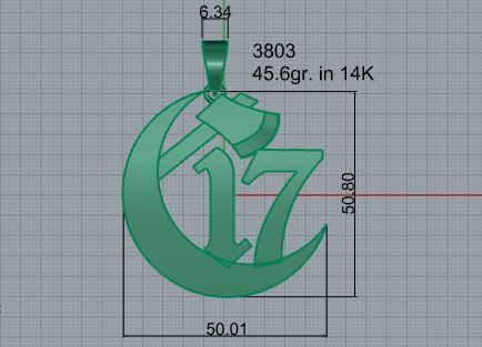 17 Number Pendant 3803 3D print model_4
