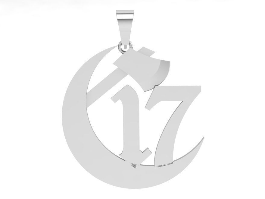 17 Number Pendant 3803 3D print model_2