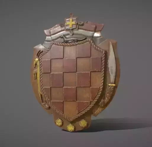 Wooden Coat Of Arms Croatia Free low-poly 3D model