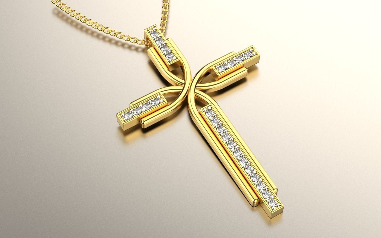 cross pendant 1203 3D print model_2