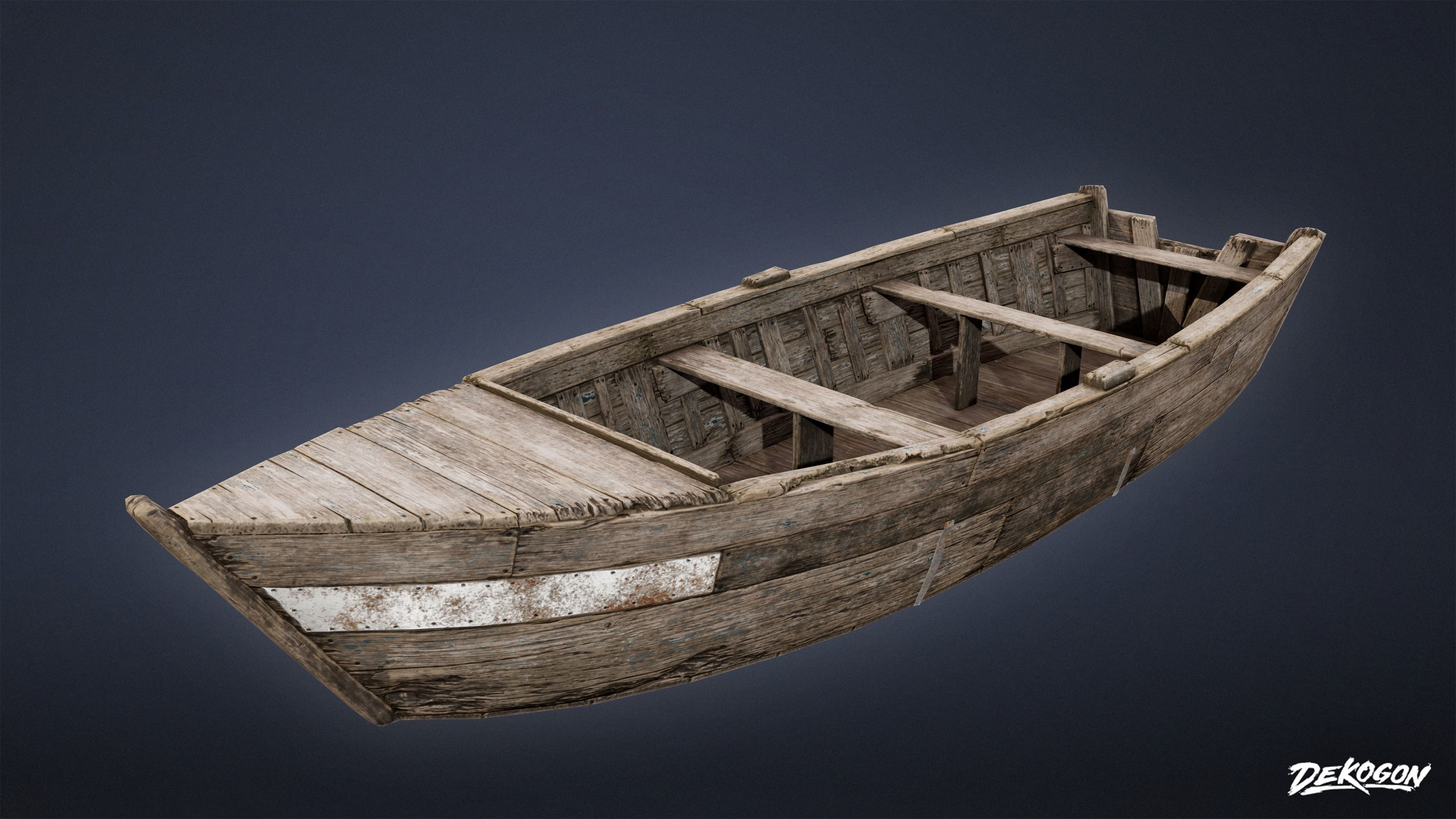 SEASIDE DOCKS - Old Boat 04 - NANITE AND LOW POLY Low-poly 3D model_10