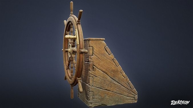 PIRATES - Steering Wheel 01 - NANITE AND LOW POLY Low-poly 3D model 4