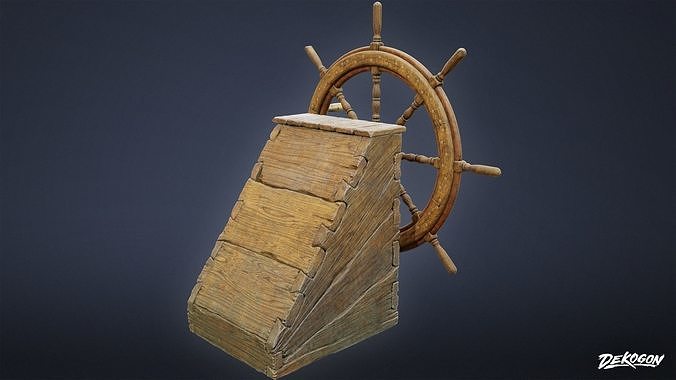 PIRATES - Steering Wheel 01 - NANITE AND LOW POLY Low-poly 3D model 2