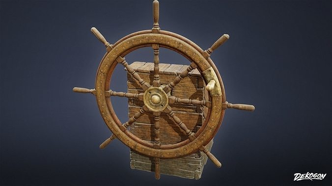 PIRATES - Steering Wheel 01 - NANITE AND LOW POLY Low-poly 3D model 7
