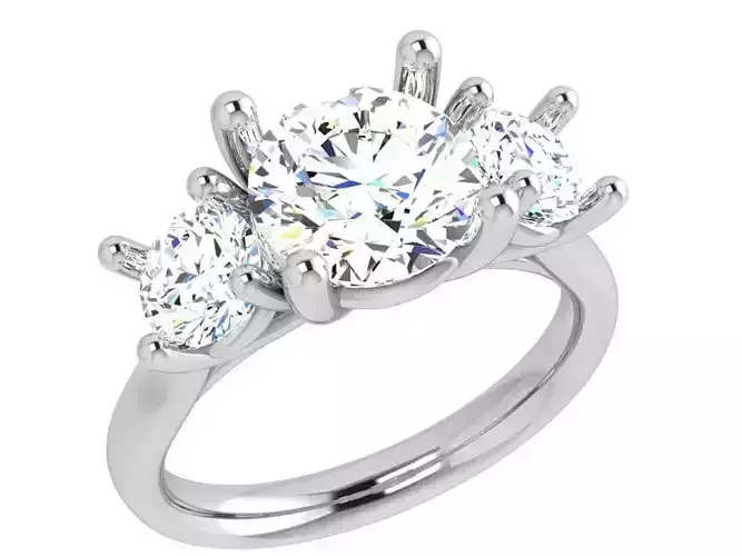 3 Stone Round Diamond Ring 3808