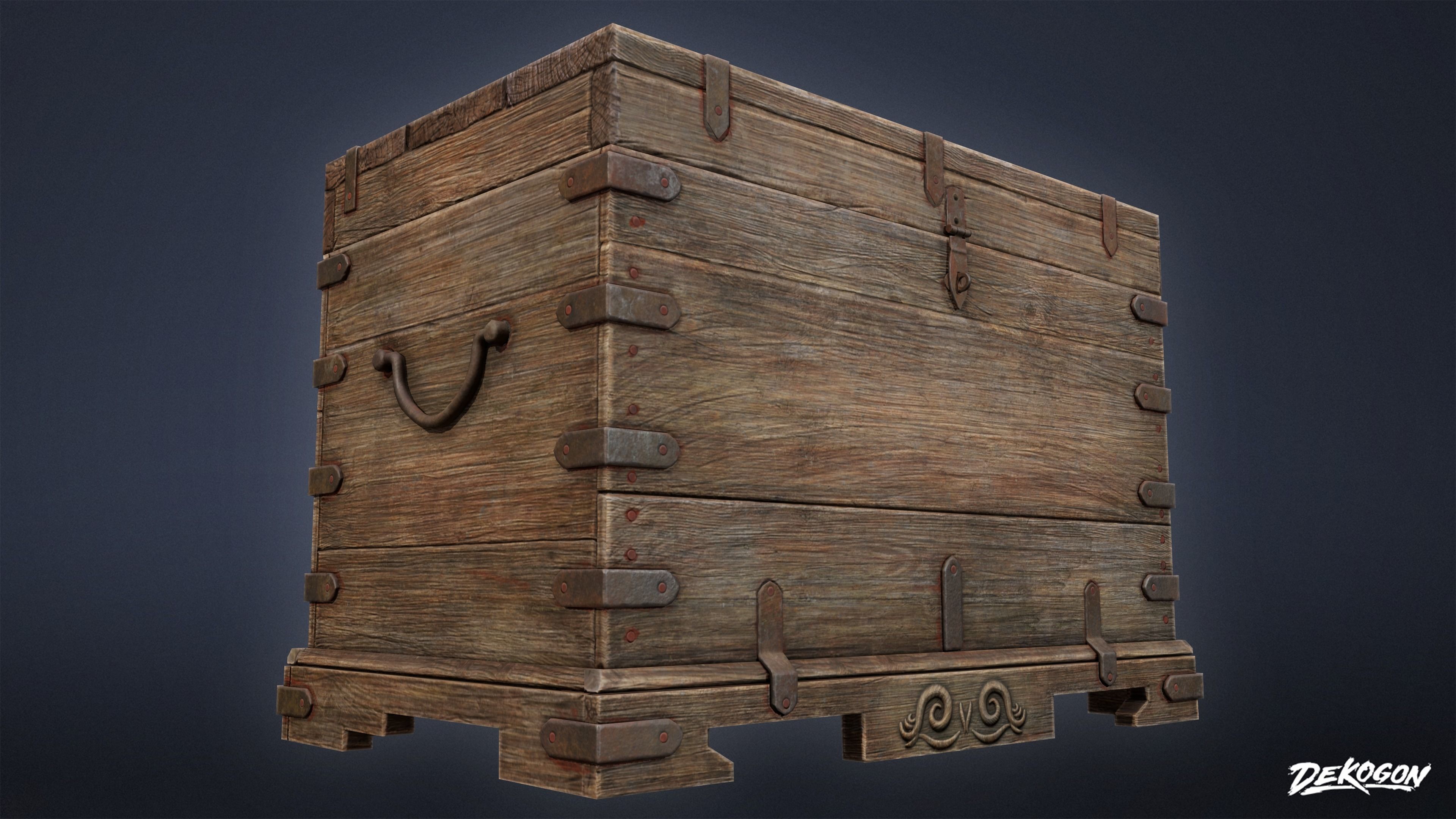 PIRATES - Wooden Chest 07 - NANITE AND LOW POLY Low-poly 3D model_4