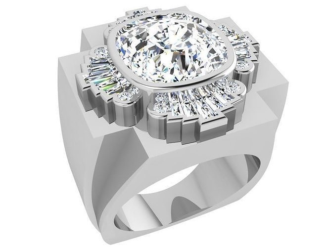 Cushion Cut Ring 3818 3D print model