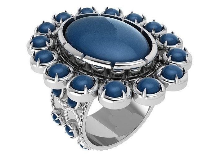 Oval Cabochon Ring 3821 3D print model