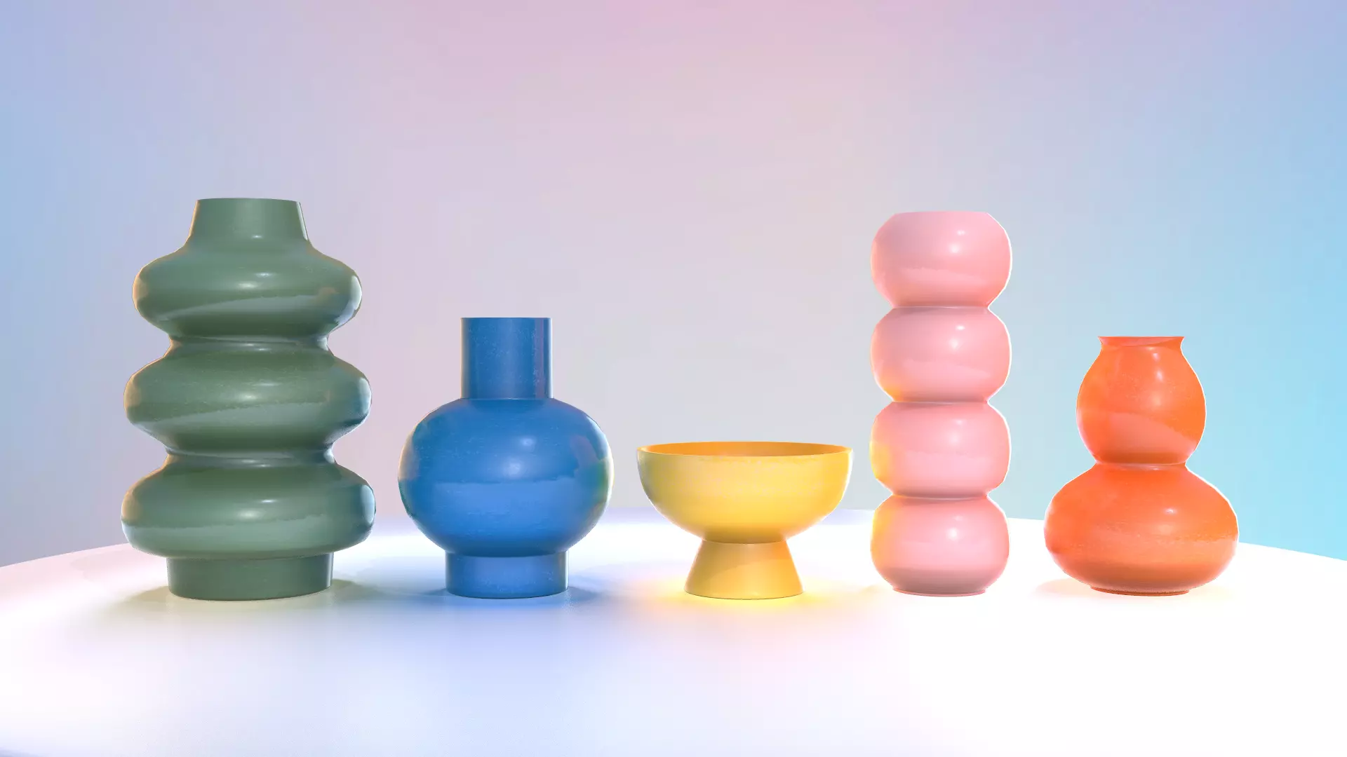 Modern Colorful Vases Vol 1 - Bubble Vases Low-poly 3D model_0