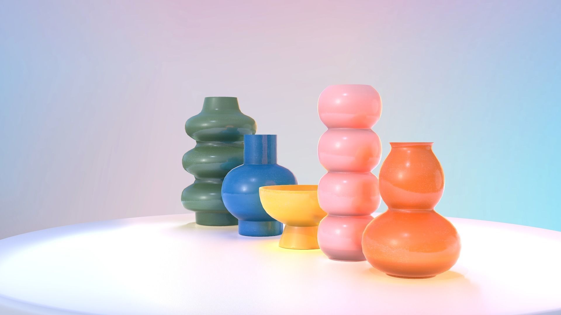 Modern Colorful Vases Vol 1 - Bubble Vases Low-poly 3D model_3