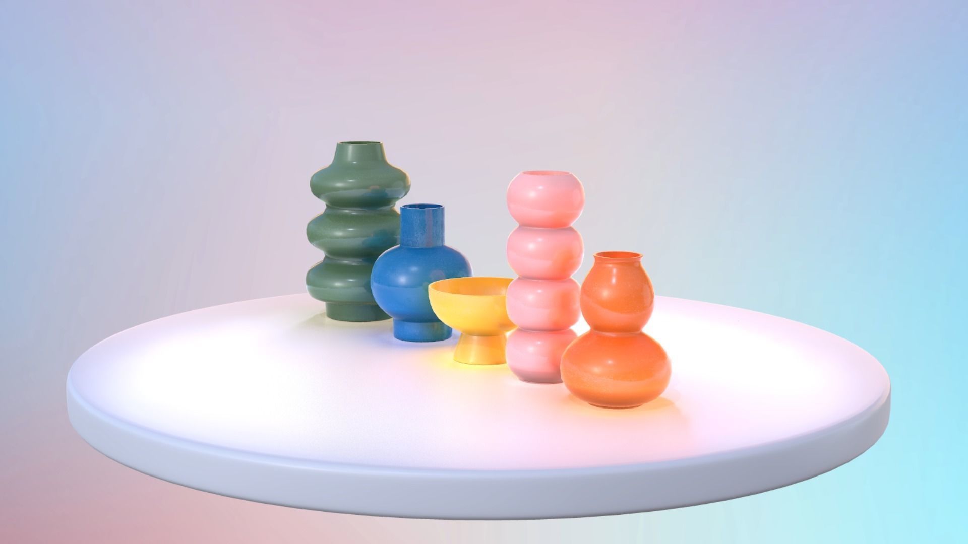 Modern Colorful Vases Vol 1 - Bubble Vases Low-poly 3D model_5