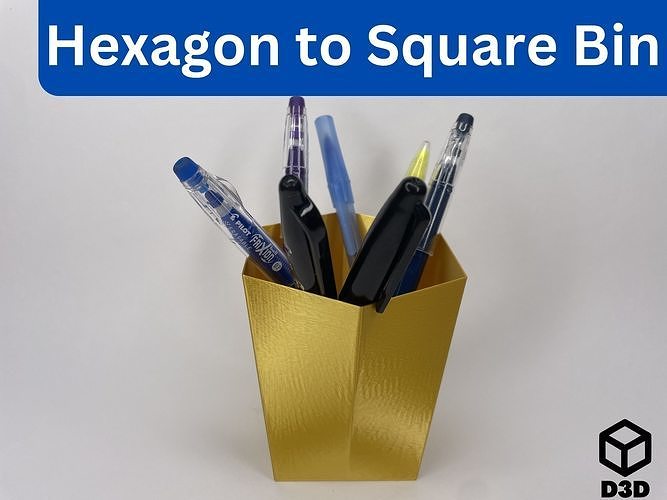 Hexagon to Square Bin Free 3D print model