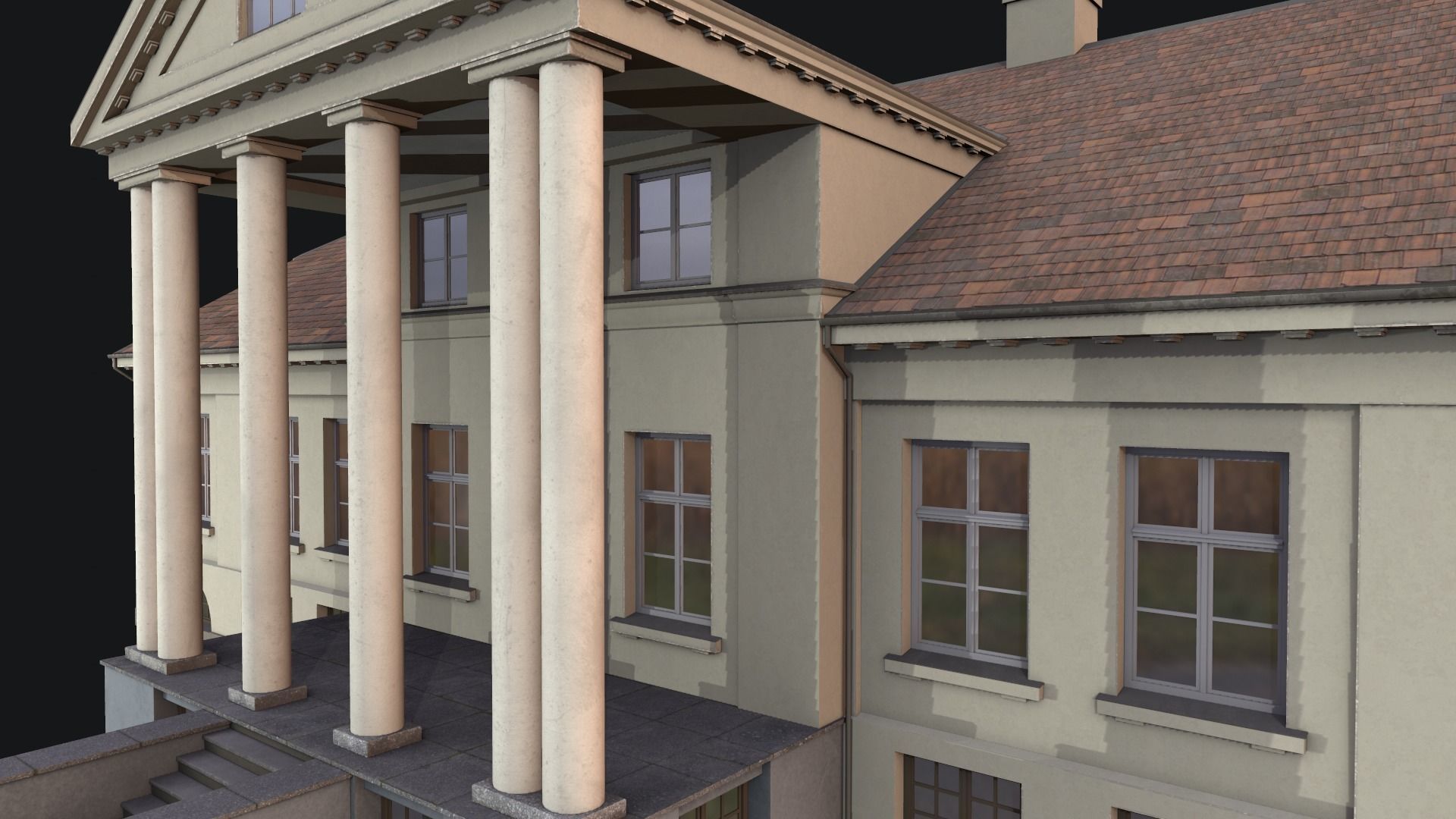 old manor Low-poly 3D model_8