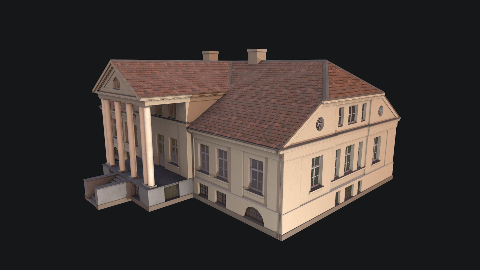 old manor Low-poly 3D model_10