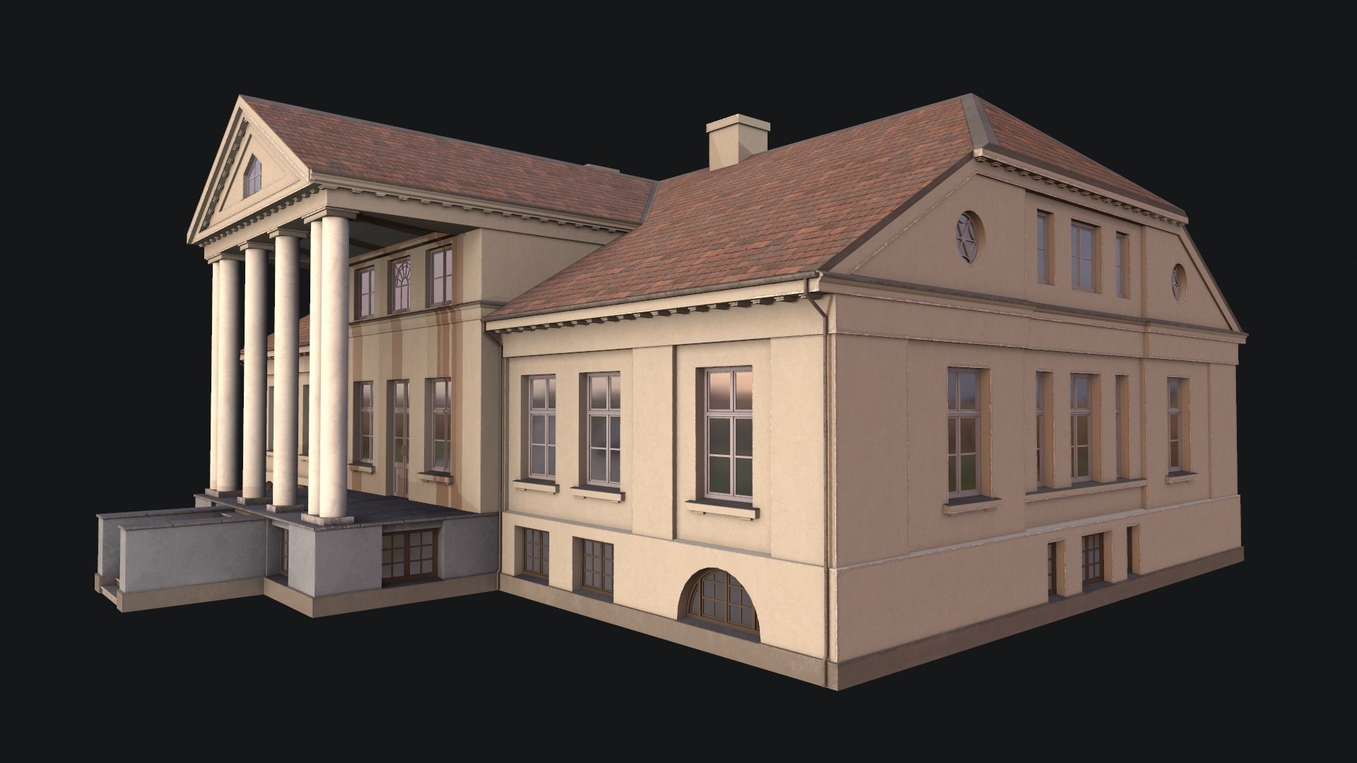 old manor Low-poly 3D model_5