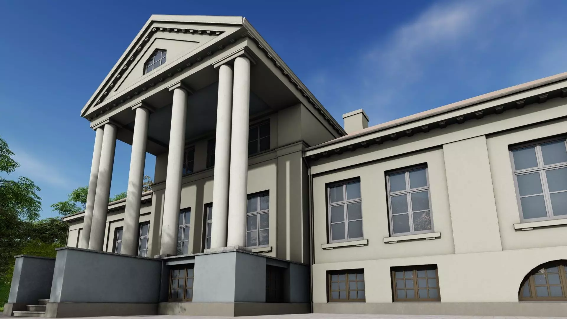 old manor Low-poly 3D model_0