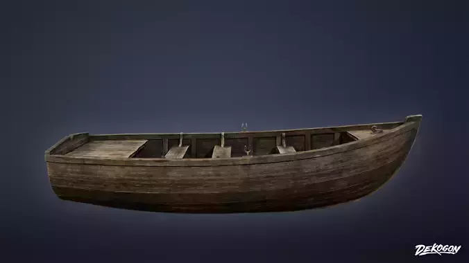 SEASIDE DOCKS - Old Boat 05 - NANITE AND LOW POLY Low-poly 3D model