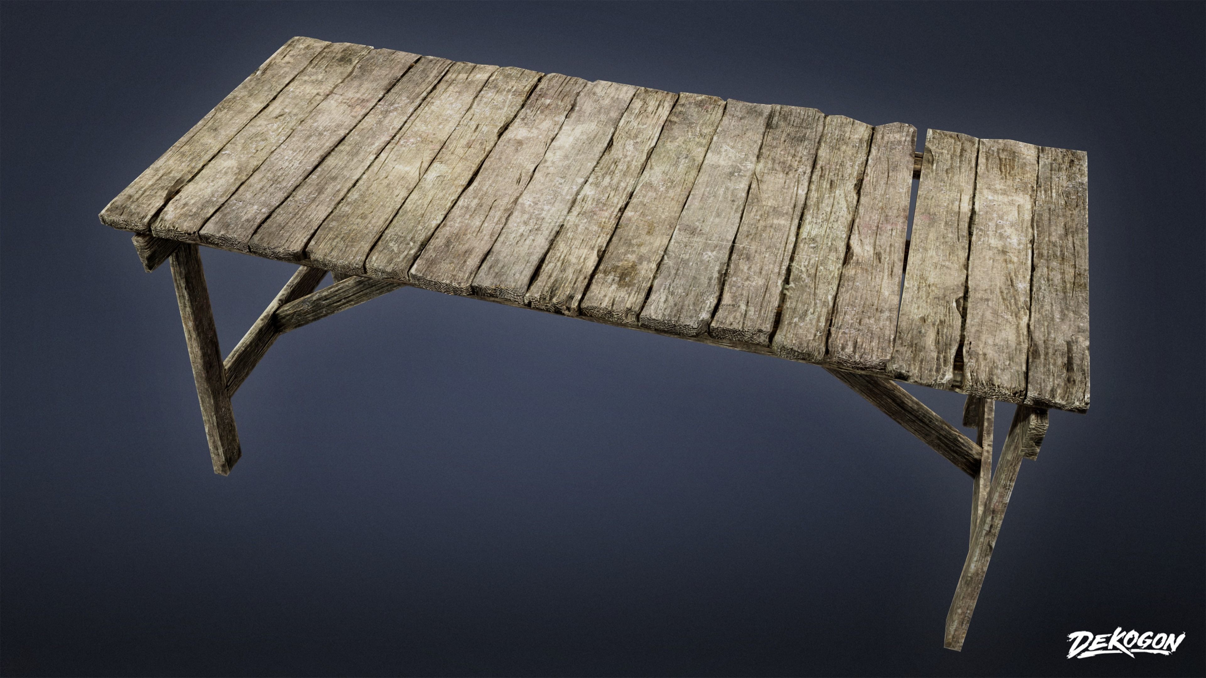 SEASIDE DOCKS - Wooden Table 01 - NANITE AND LOW POLY Low-poly 3D model_4