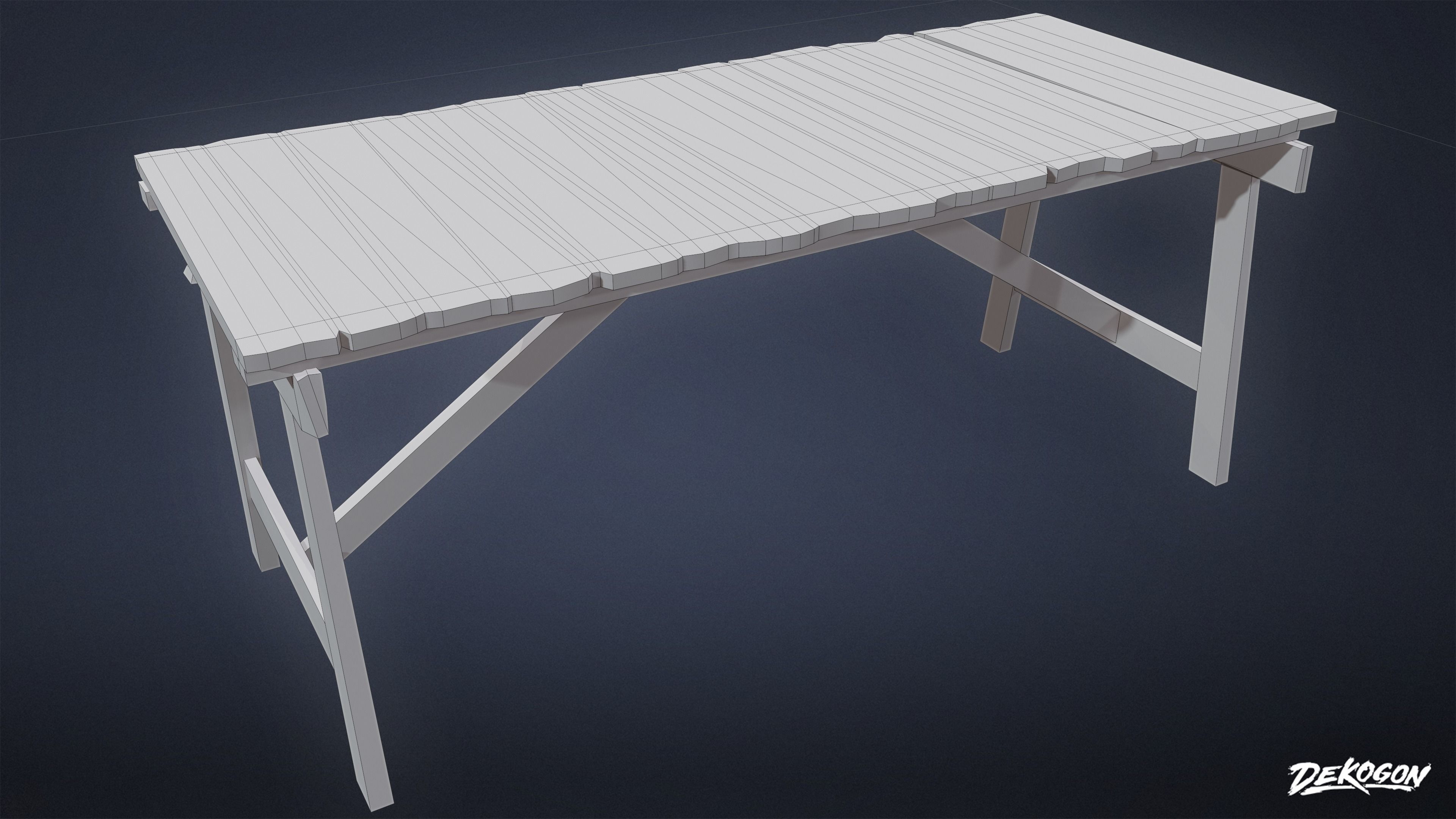 SEASIDE DOCKS - Wooden Table 01 - NANITE AND LOW POLY Low-poly 3D model_1