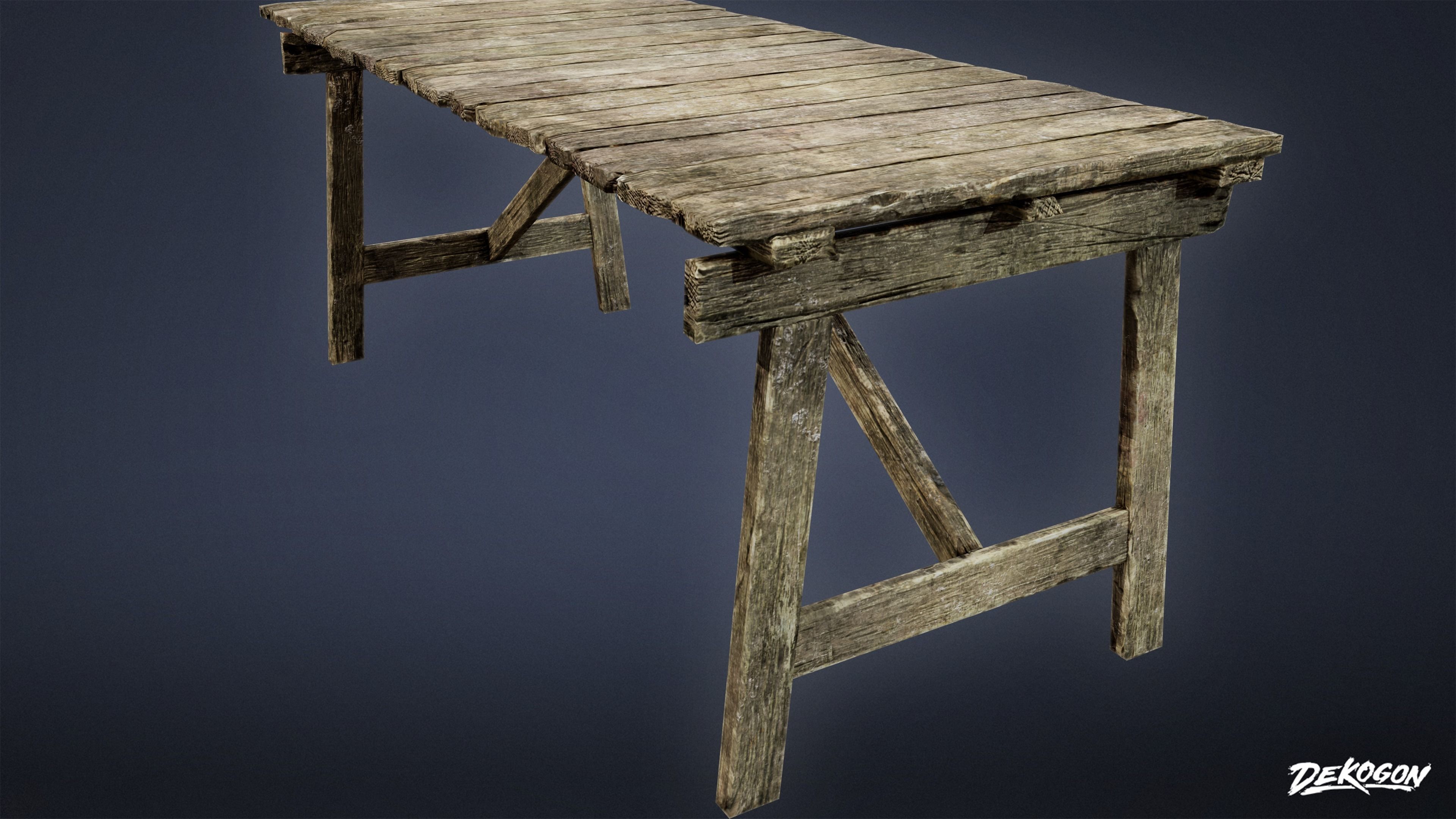 SEASIDE DOCKS - Wooden Table 01 - NANITE AND LOW POLY Low-poly 3D model_2
