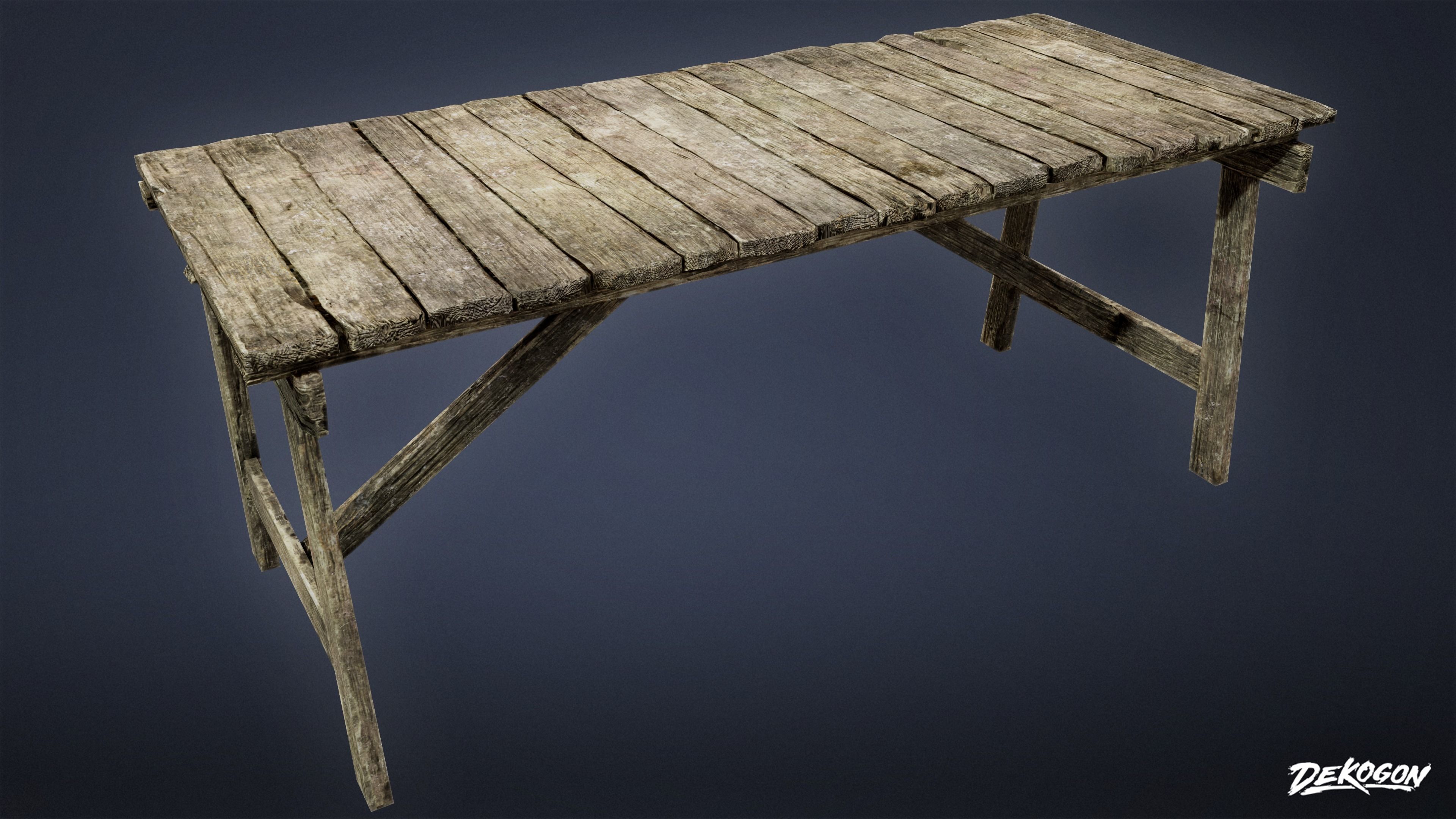 SEASIDE DOCKS - Wooden Table 01 - NANITE AND LOW POLY Low-poly 3D model_7