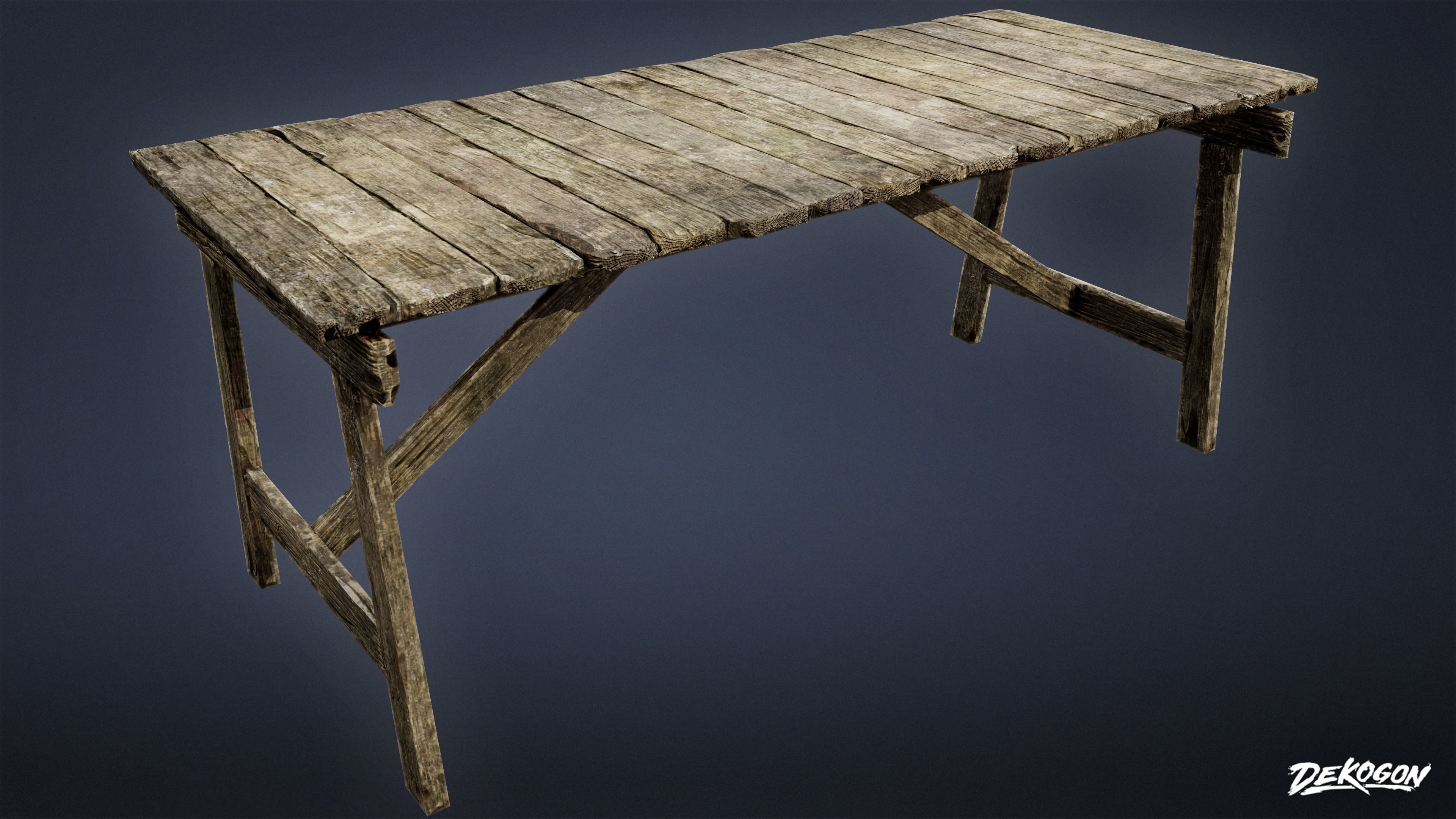 SEASIDE DOCKS - Wooden Table 01 - NANITE AND LOW POLY Low-poly 3D model_3