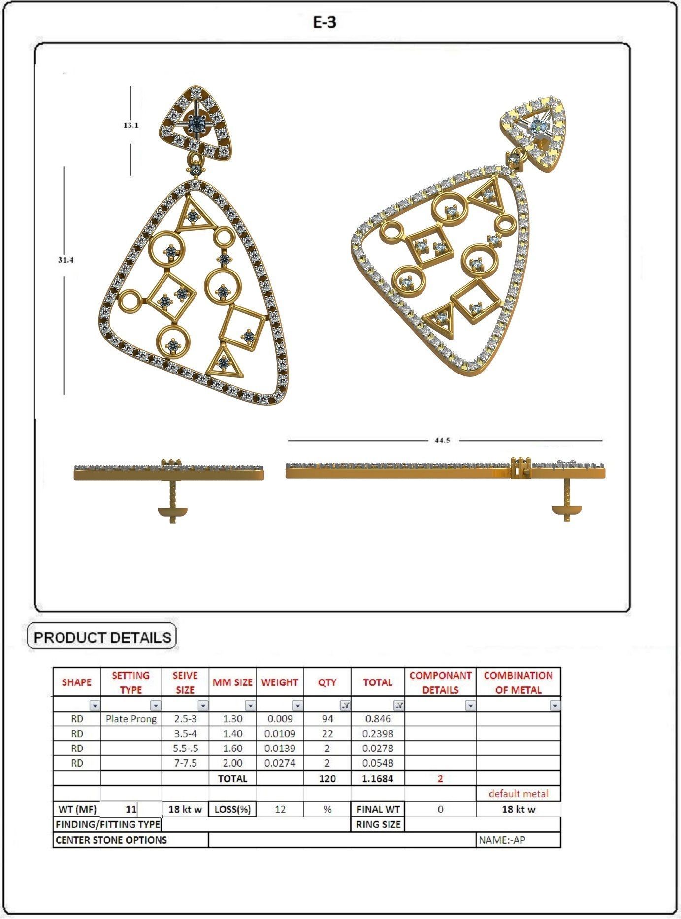 EARRING LOAT 100 DESIGN 3D print model_23
