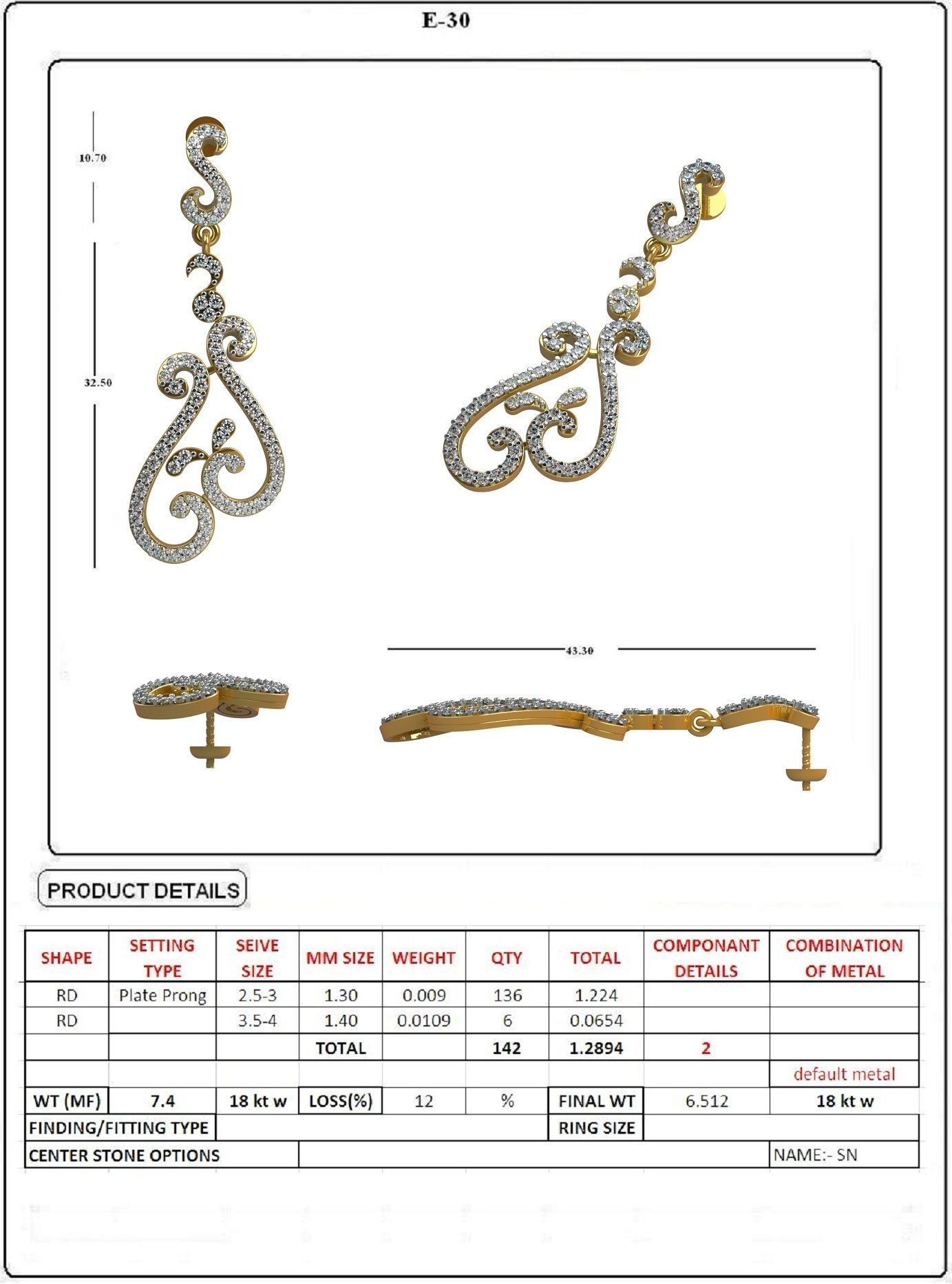 EARRING LOAT 100 DESIGN 3D print model_24