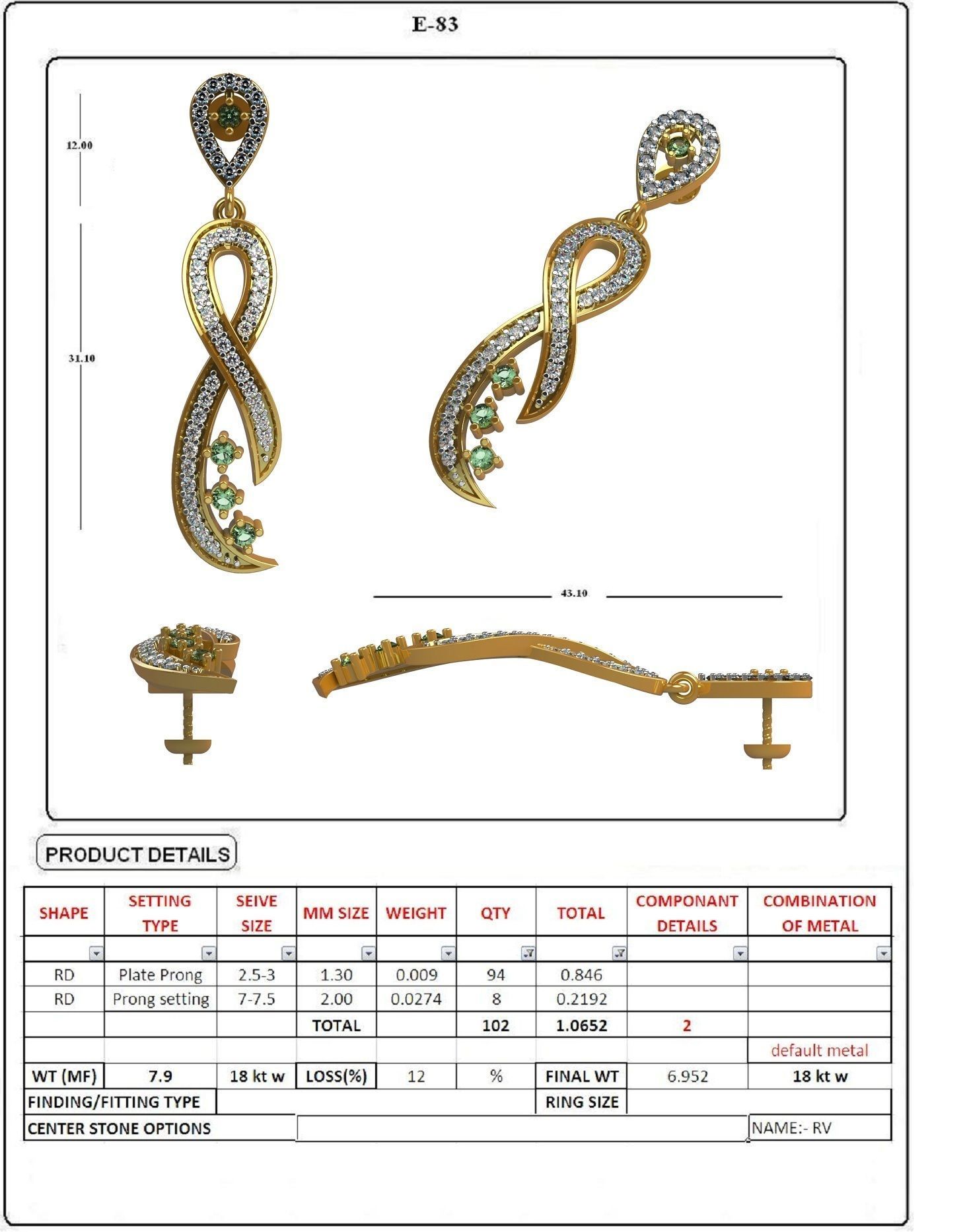 EARRING LOAT 100 DESIGN 3D print model_82