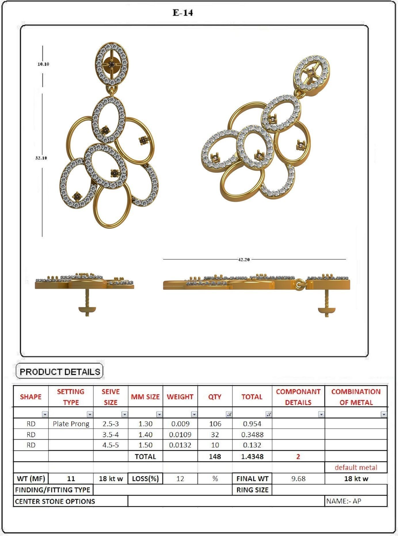 EARRING LOAT 100 DESIGN 3D print model_6