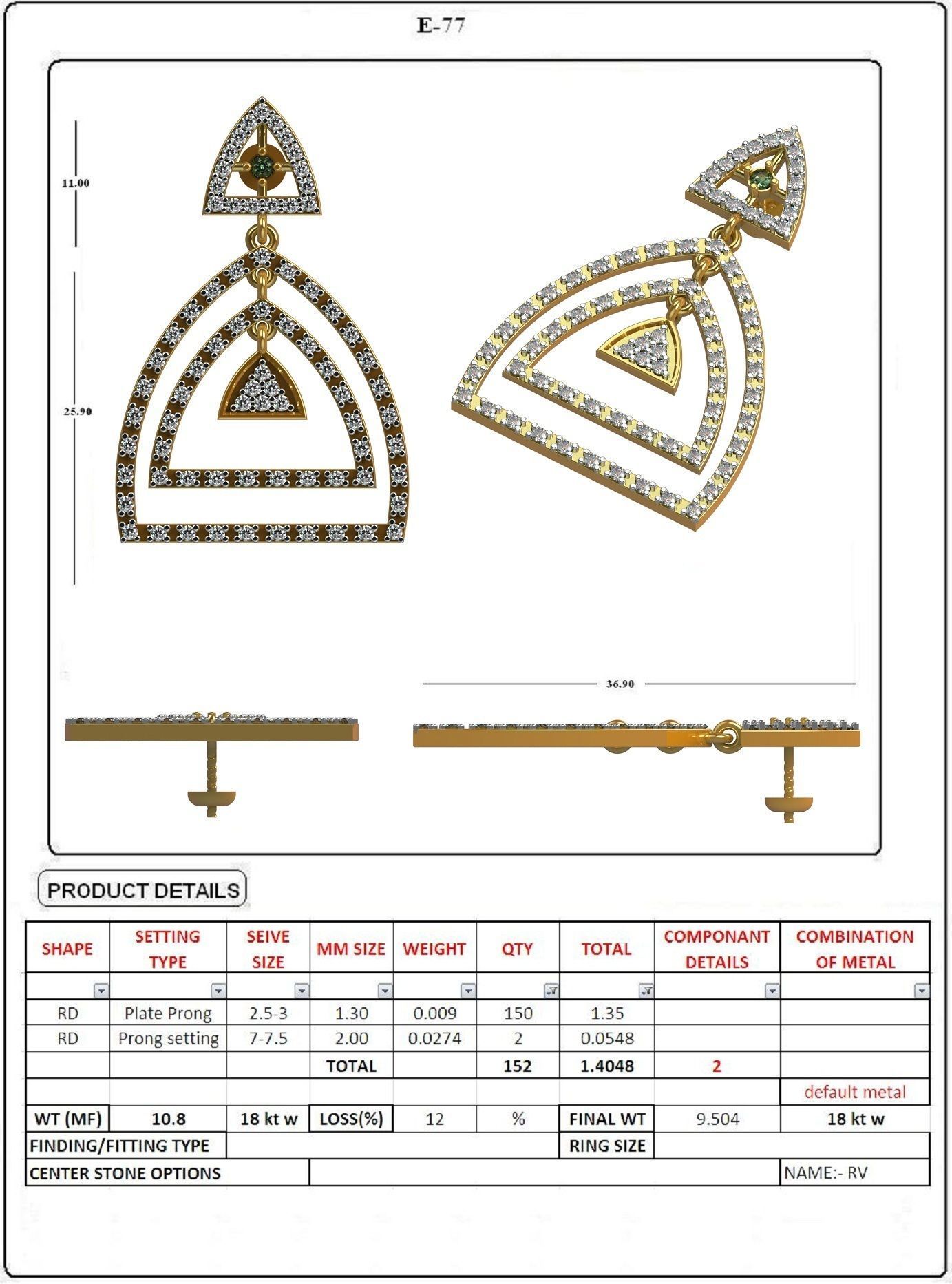 EARRING LOAT 100 DESIGN 3D print model_75