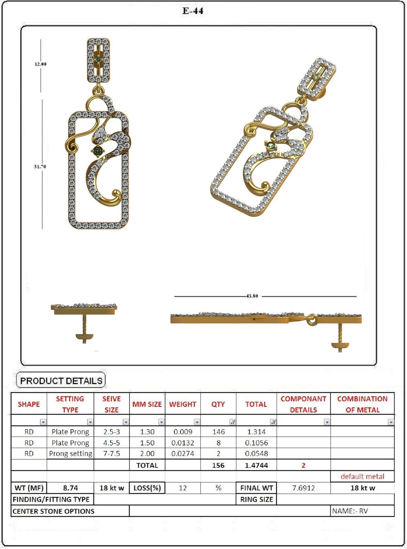 EARRING LOAT 100 DESIGN 3D print model_39