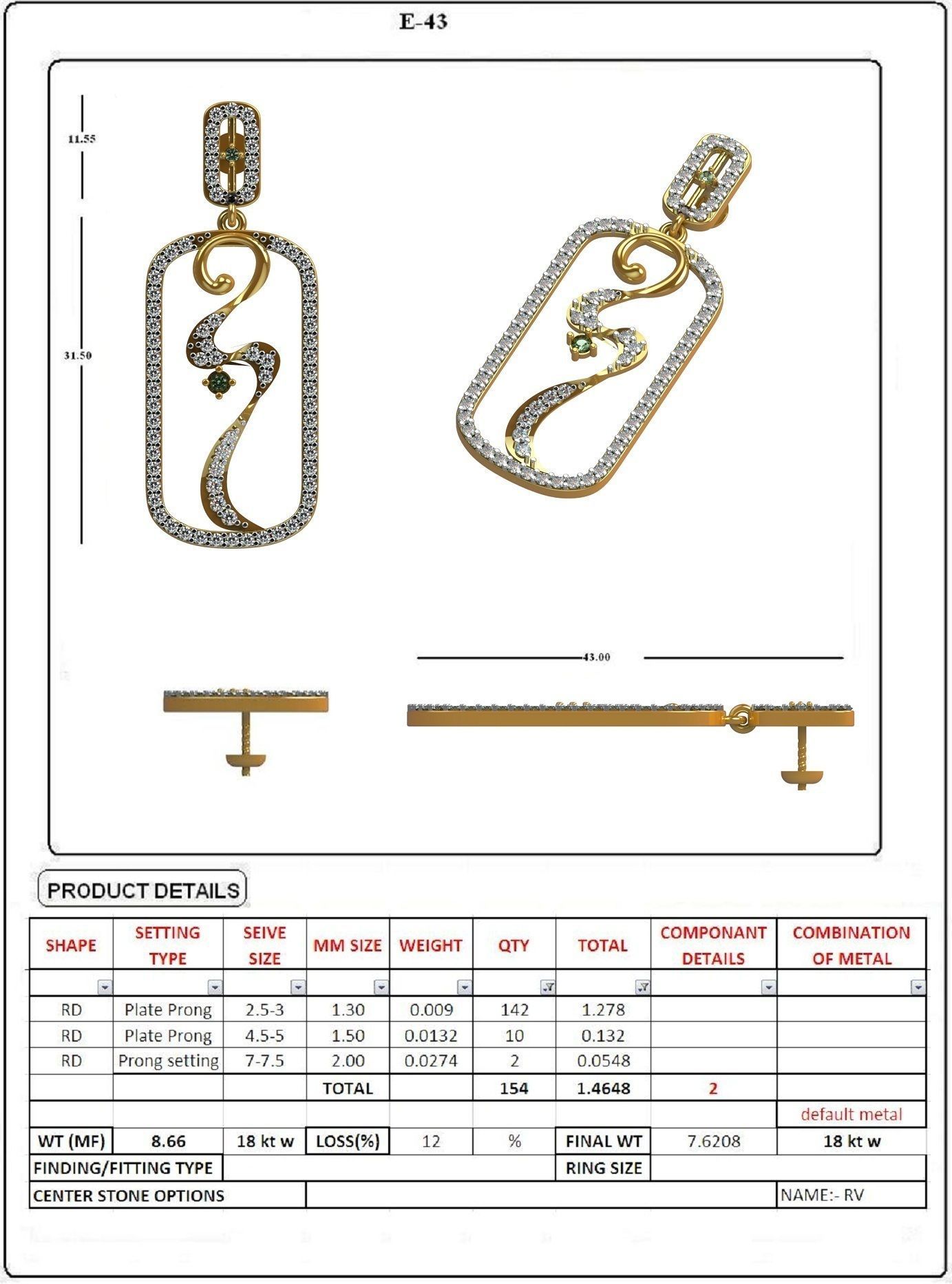 EARRING LOAT 100 DESIGN 3D print model_38